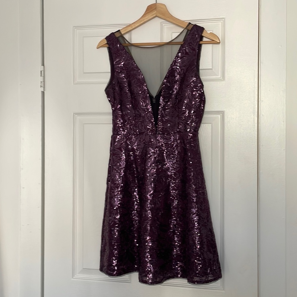 Sparkly purple mini dress